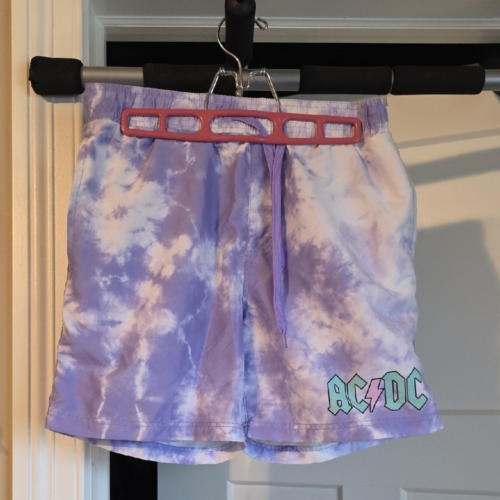 AC/DC Purple Tie-Dye Swim Trunks